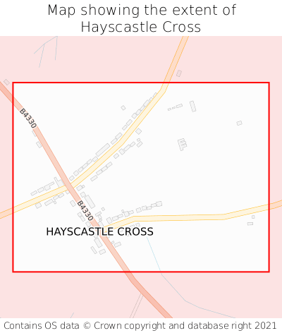 Map showing extent of Hayscastle Cross as bounding box