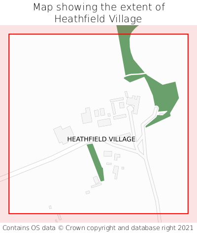 Map showing extent of Heathfield Village as bounding box