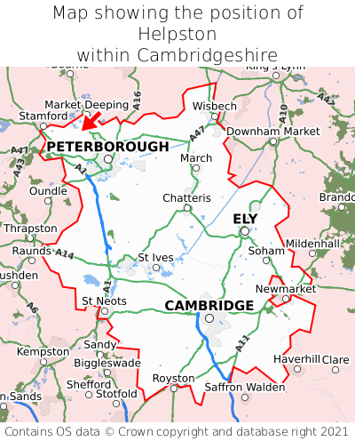 Map showing location of Helpston within Cambridgeshire