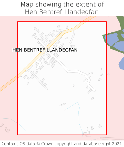 Map showing extent of Hen Bentref Llandegfan as bounding box