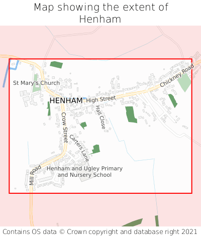 Map showing extent of Henham as bounding box