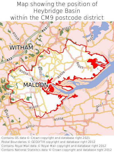 Map showing location of Heybridge Basin within CM9