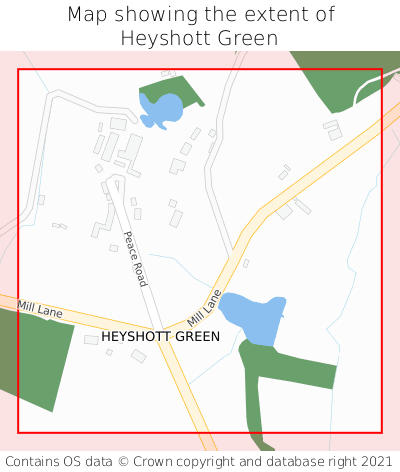 Map showing extent of Heyshott Green as bounding box