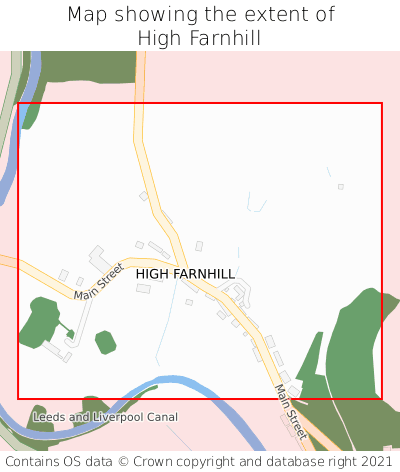 Map showing extent of High Farnhill as bounding box