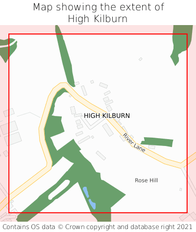 Map showing extent of High Kilburn as bounding box