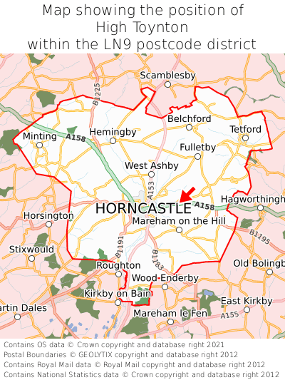 Map showing location of High Toynton within LN9