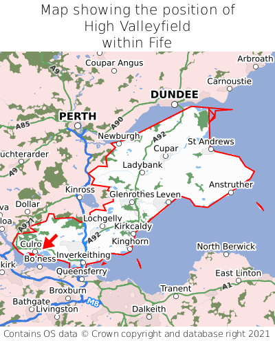 Map showing location of High Valleyfield within Fife