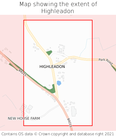 Map showing extent of Highleadon as bounding box