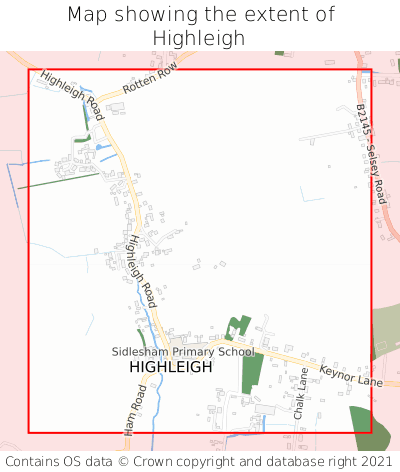 Map showing extent of Highleigh as bounding box