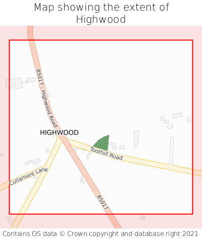 Map showing extent of Highwood as bounding box