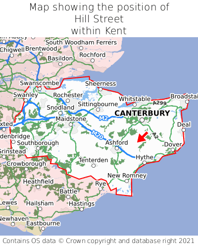 Map showing location of Hill Street within Kent