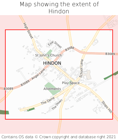 Map showing extent of Hindon as bounding box