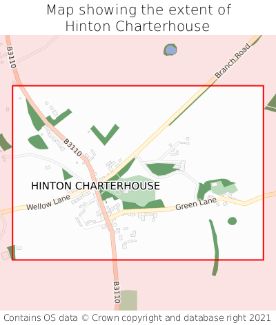 Map showing extent of Hinton Charterhouse as bounding box