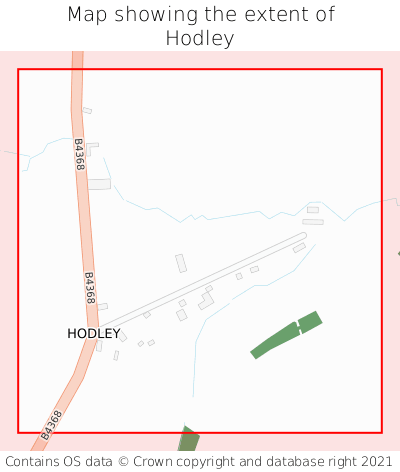 Map showing extent of Hodley as bounding box