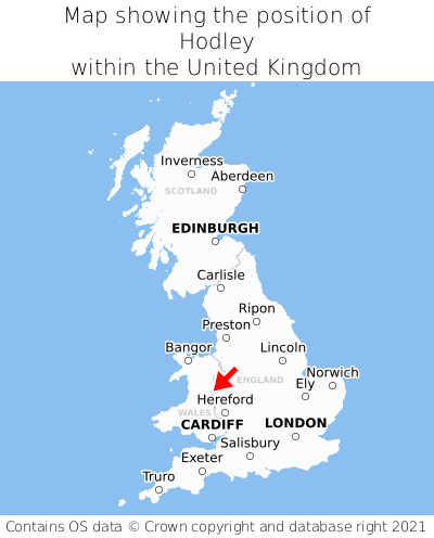 Map showing location of Hodley within the UK