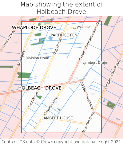 Map showing extent of Holbeach Drove as bounding box