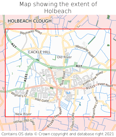 Map showing extent of Holbeach as bounding box