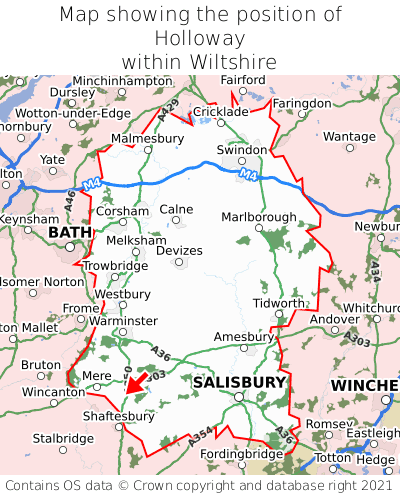 Map showing location of Holloway within Wiltshire