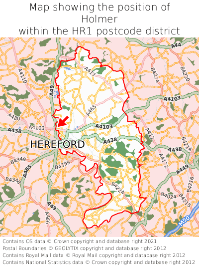 Map showing location of Holmer within HR1