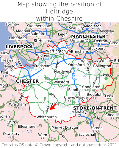 Map showing location of Holtridge within Cheshire