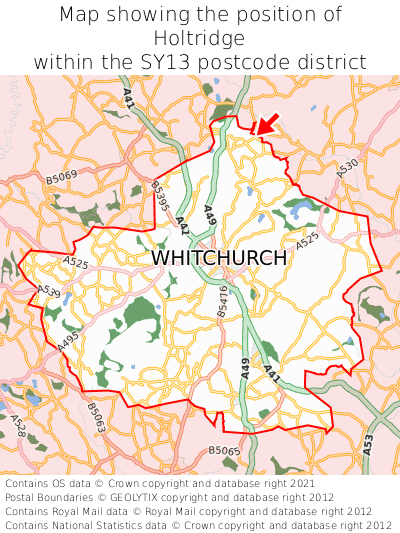 Map showing location of Holtridge within SY13