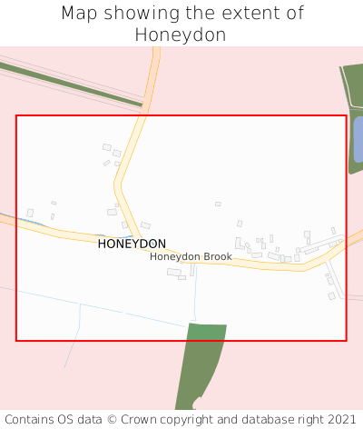 Map showing extent of Honeydon as bounding box