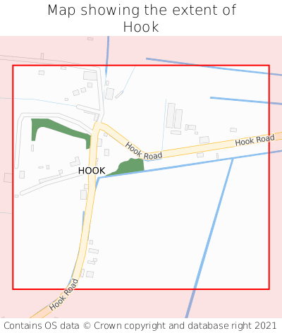 Map showing extent of Hook as bounding box