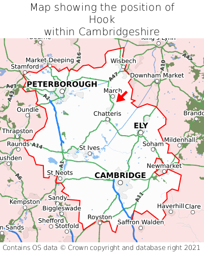 Map showing location of Hook within Cambridgeshire