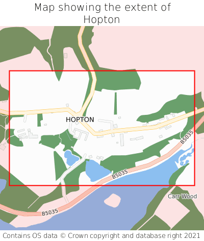 Map showing extent of Hopton as bounding box