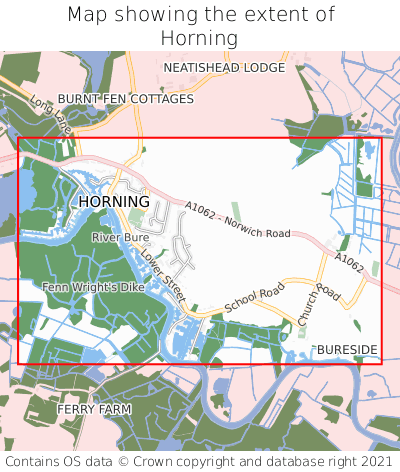 Map showing extent of Horning as bounding box