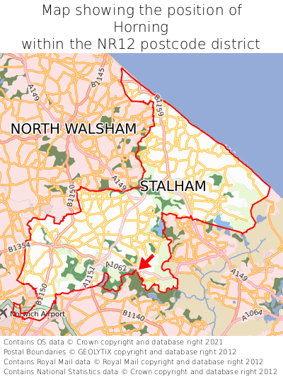Map showing location of Horning within NR12