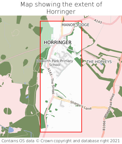 Map showing extent of Horringer as bounding box