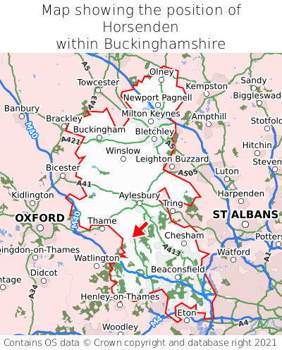 Map showing location of Horsenden within Buckinghamshire