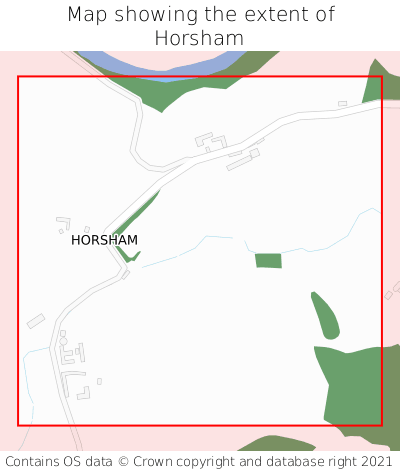 Map showing extent of Horsham as bounding box