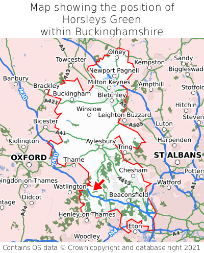 Map showing location of Horsleys Green within Buckinghamshire