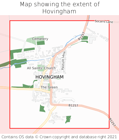 Map showing extent of Hovingham as bounding box