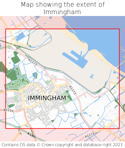 Map showing extent of Immingham as bounding box
