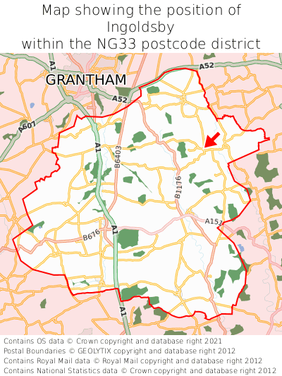 Map showing location of Ingoldsby within NG33