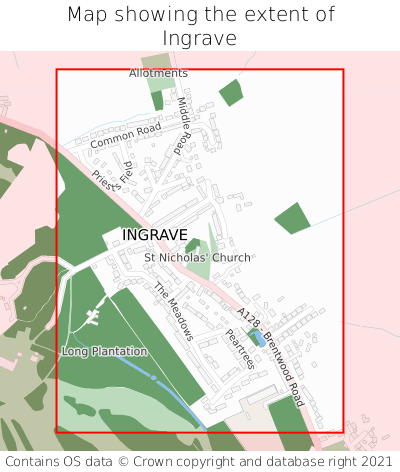 Map showing extent of Ingrave as bounding box