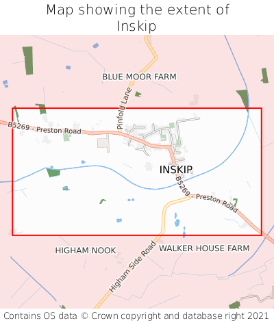 Map showing extent of Inskip as bounding box