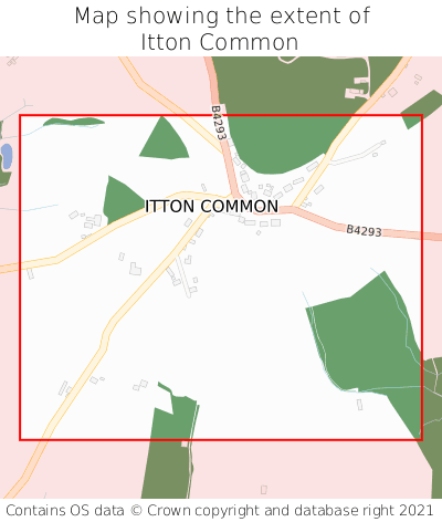 Map showing extent of Itton Common as bounding box