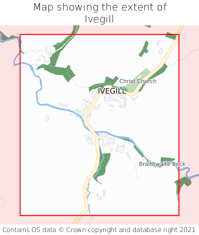 Map showing extent of Ivegill as bounding box