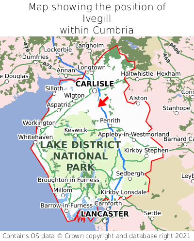 Map showing location of Ivegill within Cumbria