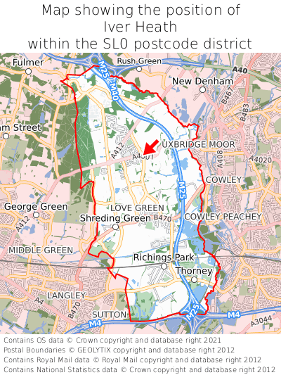 Map showing location of Iver Heath within SL0