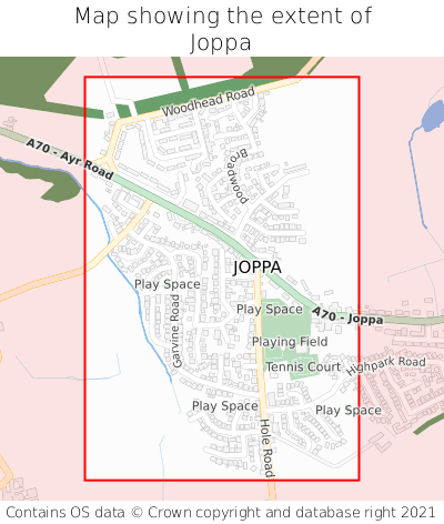 Map showing extent of Joppa as bounding box