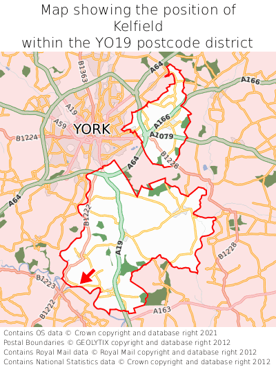 Map showing location of Kelfield within YO19