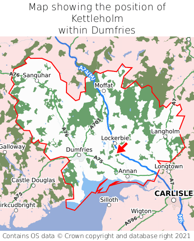 Map showing location of Kettleholm within Dumfries