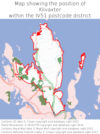 Map showing location of Kilvaxter within IV51