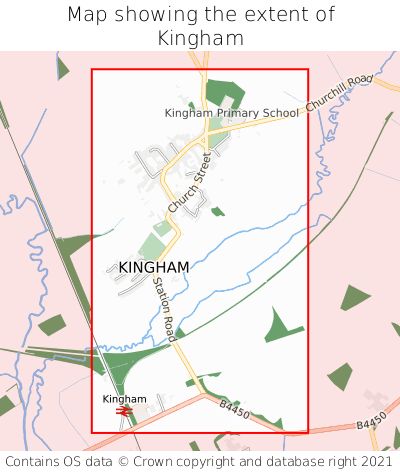Map showing extent of Kingham as bounding box