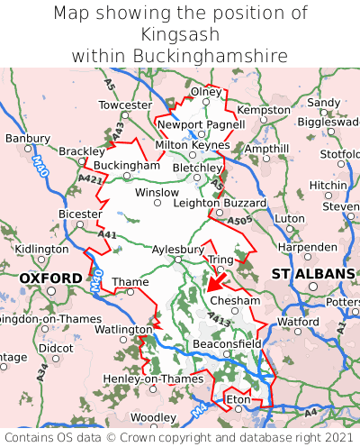 Map showing location of Kingsash within Buckinghamshire